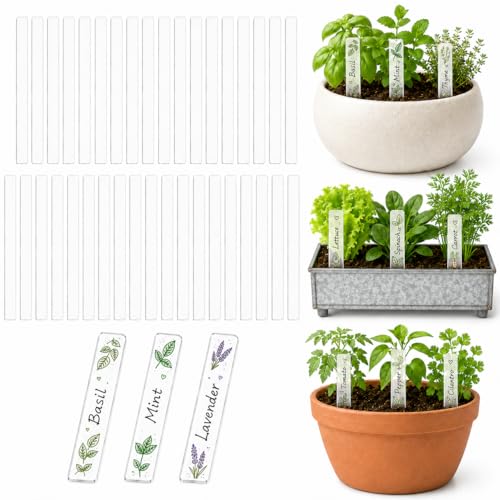 Garneck 72Pcs Acrylic Plant Labels Waterproof Garden Markers DIY Plant Tags Flower Id Stakes for Gardening Identifying Labels
