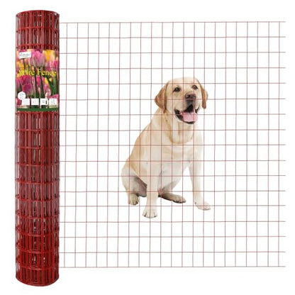Red PVC Coated Welded Wire Fence 48" x 50' Roll, 2"x3" Mesh, 16 Gauge - color: Red, size: 2''x3'' 16GA 48''x50'