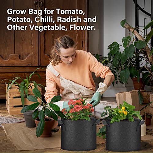 HealSmart Plant Grow Bags 7 Gallon, Tomoato Planter Pots 10-Pack with Handles, Aeration Nonwoven Fabric, Heavy Duty Gardening Planter for Vegetable, Herbs and Flowers, Black - color: Black, 10 Pack, size: 7 Gallon