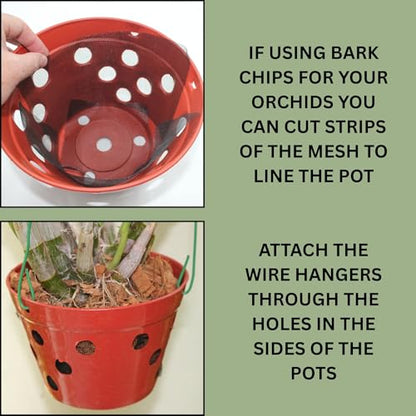 Set of 8 Strong Thick Plastic Hanging Orchid Pots with Holes and Hangers. 2 Each of 9 Inches Wide, 7.5 Inches, 6.5 Inches, 5.5 Inches, Orchid Pots for Repotting, Orchid Planters