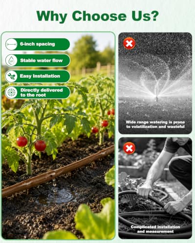 1/4 Drip Irrigation Tubing 250FT Brown Drip Line, 0.5GPH Emitters Every 6In - size: 250FT