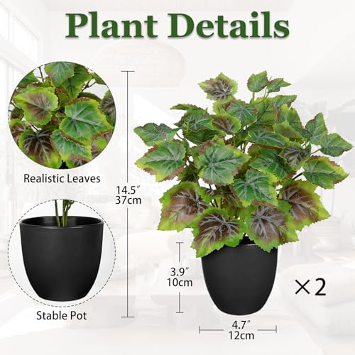 14.5" Artificial Plants Indoor Home Decor Set of 2 Faux Grape Plants - color: 2 Sets # Rusted Green