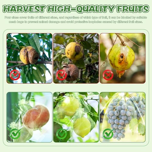 SATINIOR 160 Pcs Multi‑Size Fruit Protection Bags Green Netting Bags