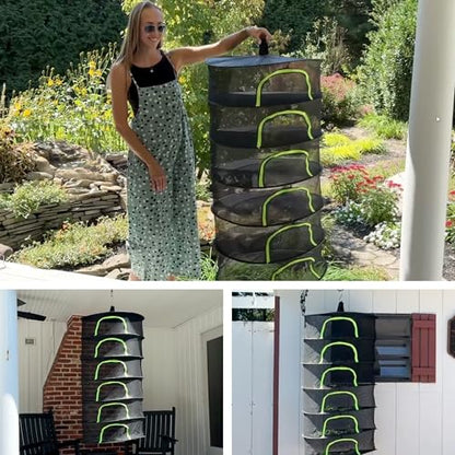 Herb Drying Rack Hanging Mesh 8 Layer 24" with Zipper, Garden Pruning Shear, Hook & Carabiner Clip for Drying Herbs, Plants, Seeds, Buds | Hydroponics & Grow Tents Herb Dryer Hanging Rack - style: 8 Layer 24"