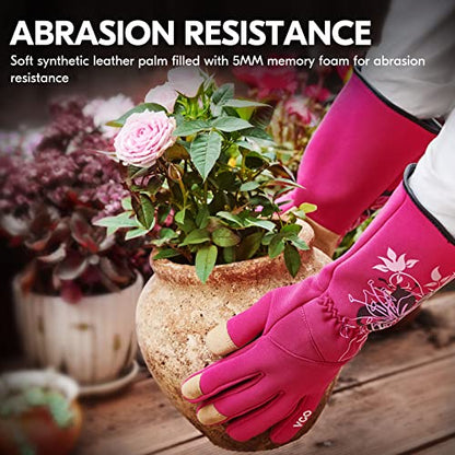 Vgo... 1-Pair Ladies' Synthetic Leather Gardening Gloves, Long Sleeves Gauntlet, Breathable & Grip Work Gloves, High Dexterity, Washable (Size M, Red, SL7445) - color: 1 Pair - Red, size: Women's Medium