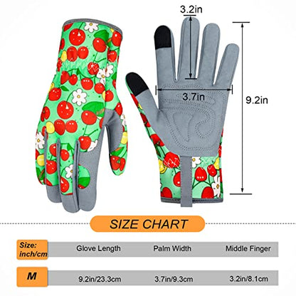 Leather Gardening Gloves for Women Thorn Proof Garden Gloves Touch Screen Working Gloves Gifts,M - color: Cherry