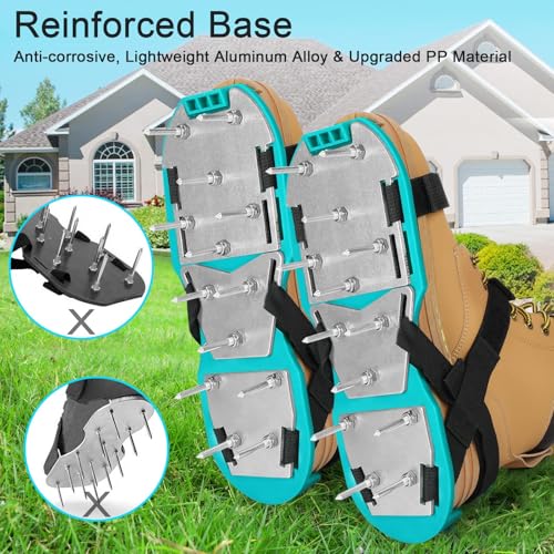 Lawn Aerator Shoes for Grass - Pre-Assembled Grass Aerator Shoes for Lawn - Soil Yard Aerator Tool for Aerating Patio Garden, Green, Medium Size - color: Green, size: Medium