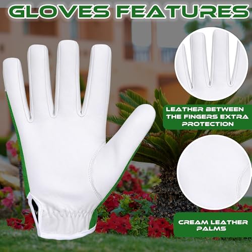 Work Gloves Gardening Breathable Rigger Palm Gardening Gloves Ladies Mens Gripper Utility Leather Thorn Proof - color: Green, size: Small