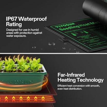 VIVOSUN 6-Pack Seed Starter Trays & 10"x20.75" Seedling Heat Mat - size: 6-Pack 72-Cell, style: Trays with 10"x20.75" Heat Mat