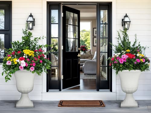 22" Tall Urn Planters Set of 2 Large Flower Pots, Indoor Outdoor Use - color: 22"h-white Terrazzo