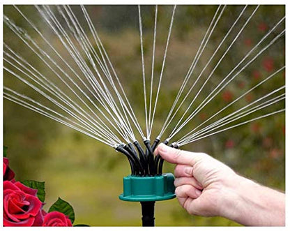 360° Rotating Garden Sprinkler – Automatic Multi-Arm Lawn Watering System with Adjustable Nozzles – Outdoor Irrigation Sprayer for Yard, Grass, Garden, Green