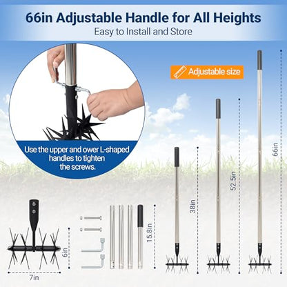 66in Rotary Cultivator Garden Tool with Tempered Spring Steel Tines - color: Black