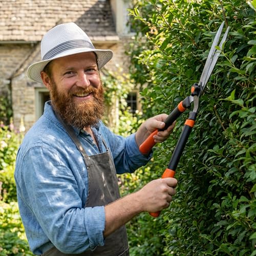 EWPJDK 3-Piece Loppers Hedge Shears Pruners Heavy Duty Combo Clippers - color: Orange
