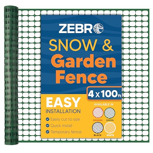 ZEBRO 4' x 100' Green Plastic Garden Fence Roll – Light Duty Mesh Fencing for Temporary Fence, Snow, Garden Netting, Animal Barrier, Agricultural Fencing & Lawn Protection - color: Green, size: Light-Duty 4' x 100'