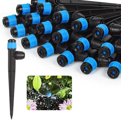Drip Emitters for 1/4" Drip Irrigation Tubing 25 pcs Adjustable 360 Degree Fan Shape Water Flow Irrigation Drippers with Lock Barbed Irrigation Drip Heads Drip Spray Emitters for Flower Plants Garden - size: 25 Pcs Drip Emitters Vortex with Lock Barb