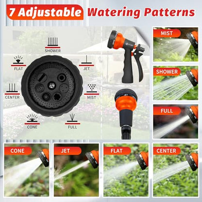 AUTOMAN-Garden-Hose-Nozzle, 2 Pack ABS Water Spray Nozzle with Heavy Duty 7 Adjustable Watering Patterns,Slip Resistant for Watering Plants,Lawn& Garden,Washing Cars,Cleaning, Orange - color: Orange