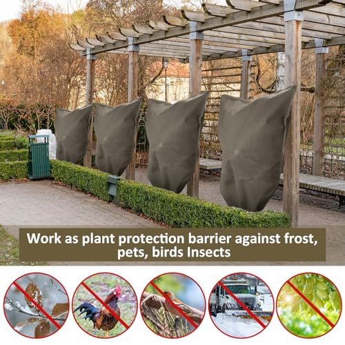 12 Pack Winter Plant Covers Freeze Protection, Brown - color: Brown