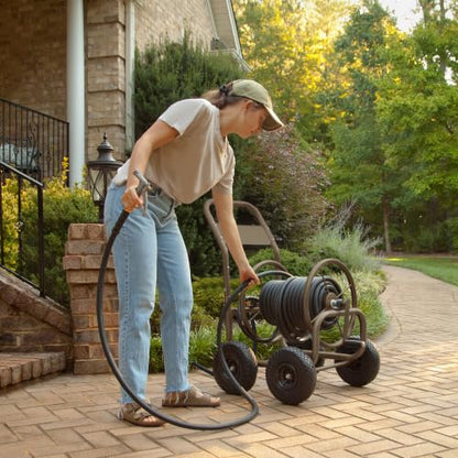 Liberty Garden Model 840, 250' Four Wheel Industrial Hose Cart, Bronze