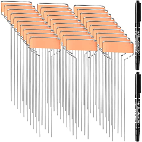Shimeya 100 Pack Metal Plant Labels, Waterproof Garden Markers with 2 Pens