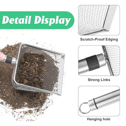 Adnee 4 Pcs Wider Gardening Soil Sifter-5.5" W Garden Sieve Sifter with Handle (2/2.8/3.8/5 mm Mesh)-Portable Gardening Sifter for Gradening Sand Soil Dirt Compost - color: 4 Set