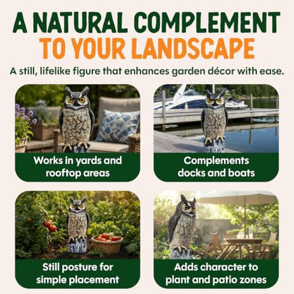 Dalen Lifelike Great Horned Owl Decoy Bird Repellent - 16-in Hand-Painted - style: Two Color Great Horned Owl