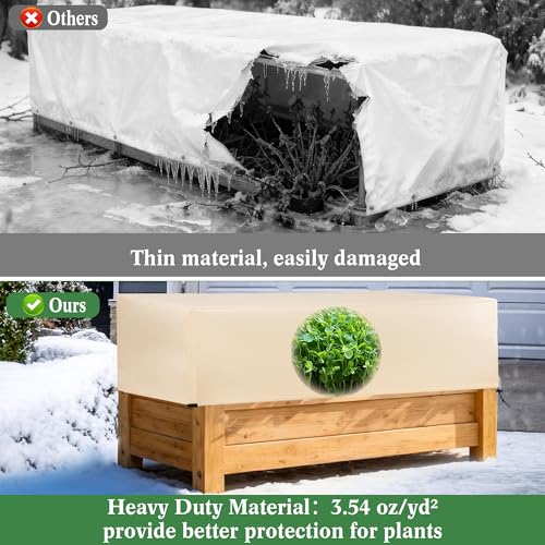 Plant Freeze Protection Cover 2 Pack with Elastic Drawstring, 3.54 oz/yd² Winter Frost Blanket Cloth Planter Box Covers for Raised Garden Bed Outdoor Flowers Potted, 43.3 x 15.7 x 17.7INCH - size: 43.3 x 15.7 x 17.7 INCH