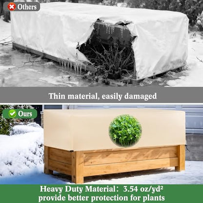 Plant Freeze Protection Cover 2 Pack with Elastic Drawstring, 3.54 oz/yd² Winter Frost Blanket Cloth Planter Box Covers for Raised Garden Bed Outdoor Flowers Potted, 43.3 x 15.7 x 17.7INCH - size: 43.3 x 15.7 x 17.7 INCH
