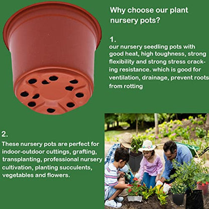 Plastic Planter Nursery Seedlings Pots - 3 Inches 100Pcs Flower Plant Container Seed Starting Pot for Outdoor Succulents Seedlings Cuttings Transplanting - size: 3 x 3 x 2 in