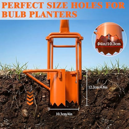 Bulb Planter Tool ,long planter | 5-in-1 Lawn bulb Auger for Planting Bulbs & Sod Cutting | for Tulips bulbs, Daffodil bulbs, Iris | Easy Digging Holes | Save Time & Back Strain (Bulb planter-middle)