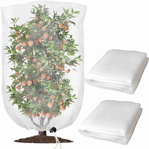Bird Netting for Garden Protection, 2 Pack Garden Netting Pest Barrier with Zipper Drawstring, 3.3x4.6FT Mosquito Net Tomato Protective Cover Plant Netting for Cicadas Vegetables Blueberry Bushes - size: 2PCS 3.3×4.6FT