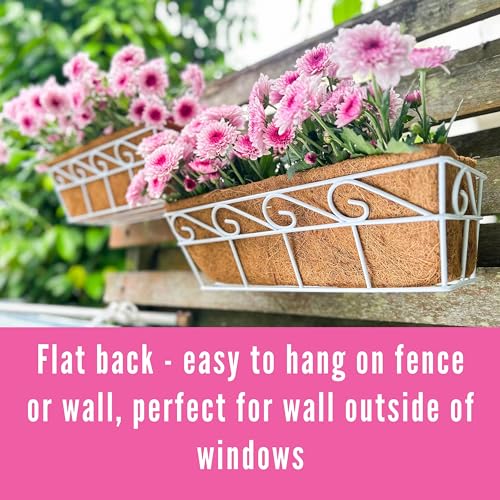 LaLaGreen Window Boxes Planters to Attach House (16 in, 2 Pack) White Metal - size: 16" (41cm) x 2 pack