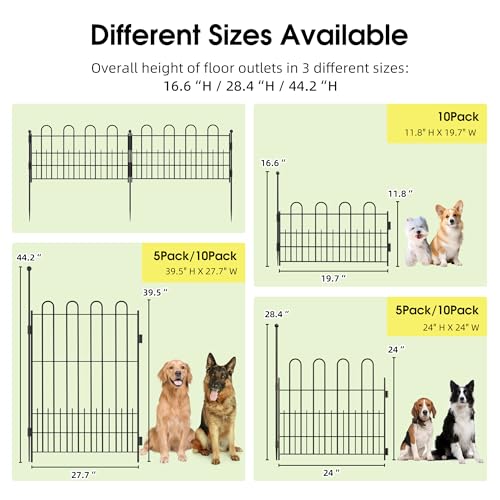 Bepatio Garden Fence Border, 10 Panels 16.4ft 11.8"H Metal Landscape Edging - size: 10 Panels 11.8in(H)x16.4ft(L)