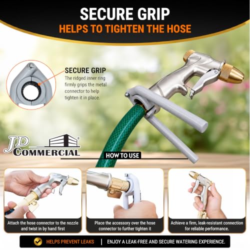 Garden Hose Nozzle Sprayer, 100% Metal High Pressure Water, 4 Spray Patterns, Leak-Proof Design, Trigger Lock for Watering Plants, Lawn Care, Car Washing, Patio Cleaning and Pet Bathing