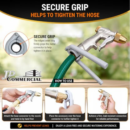 Garden Hose Nozzle Sprayer, 100% Metal High Pressure Water, 4 Spray Patterns, Leak-Proof Design, Trigger Lock for Watering Plants, Lawn Care, Car Washing, Patio Cleaning and Pet Bathing