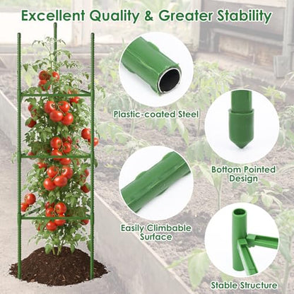CEWOR 6 Pack Tomato Cage, 51.2 Inch Tall Adjustable Tomato Trellis - size: 51.2 Inch