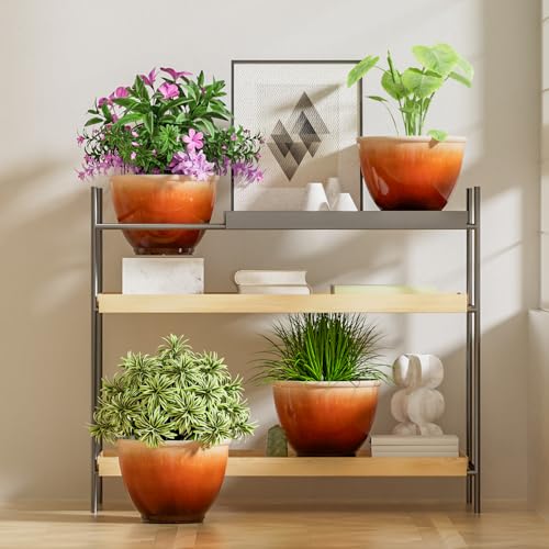 8 Inch Plant Pots, Glazed Plastic Indoor Planters with Drainage, 4 Pack - color: Orange