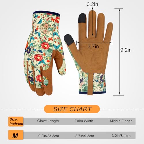 Leather Gardening Gloves for Women Thorn Proof Garden Gloves Touch Screen Working Gloves Gifts - color: Colorj, size: Medium