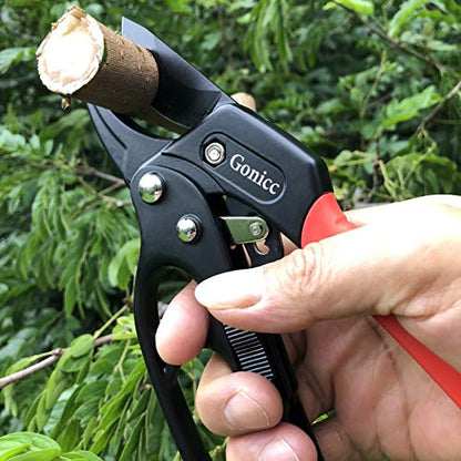 gonicc 8" Professional Ratchet Anvil Pruning Shears (GPPS-1011) - color: Black Ratchet Anvil Pruning Shears