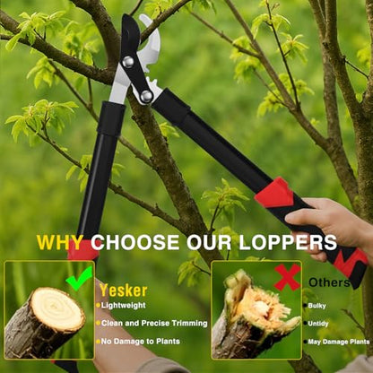 Yesker 19" Loppers Heavy Duty Branch Cutter Sharp Steel Blade Tree Trimmer up to 1" Diameter Cut Capacity Powerful Gear Action Lightweight Bypass Loppers Tools for Tree Trimming Garden Maintenance - size: 19" Loppers