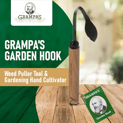 Grampa's Garden Hook Weeder & Cultivator Tool for Digging, Edging, Planting