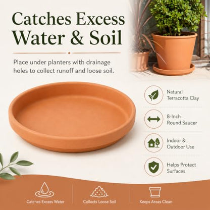 10 Inch Terracotta Round Plant Saucer, Natural Clay Drip Tray