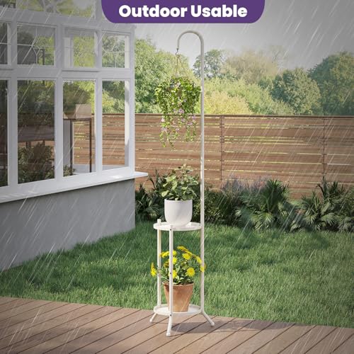Hanging Plant Stand,Plant Shelf Outdoor Indoor Plant Rack,White - color: White