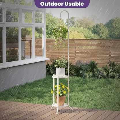 Hanging Plant Stand,Plant Shelf Outdoor Indoor Plant Rack,White - color: White