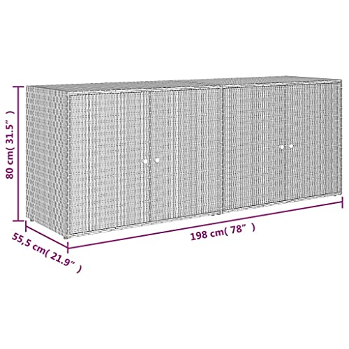 Outdoor Garden Storage Cabinet, Weather-Resistant Poly Rattan Tool Organizer Box with 2 Doors for Patio, Backyard, and Terrace, Grey - color: Grey