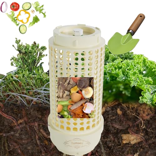 Underground Worm Farm, Garden Mini vermicomposting bin for use in Outdoor Gardening from Kitchen Food Waste, with Holes and lid, White (11.81x4.3x4.3IN) - size: 11.81x4.3x4.3IN (1PC)