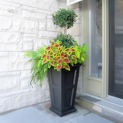 Mayne Fairfield 28in Self-Watering Tall Square Planter, Black - color: Black