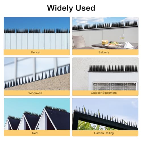 OFFO Bird Spikes for Pigeon Woodpecker Crow, Outdoor Use for Balcony Patio Window, Easy to Install, Black, Covers 8.3 Feet(2.5m) - color: Black