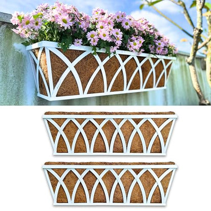 LaLaGreen Rustic Wall Planter (24 in, 2 Pack) White Rectangular Window Box - size: 24 Inch x 2 Pack