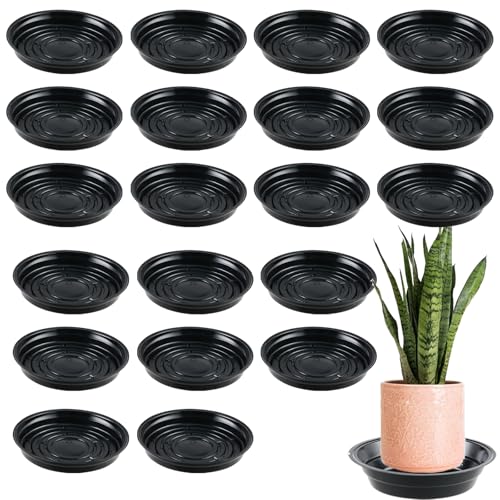 20 Packs 6 Inches Small Black Plant Saucers for Indoor Outdoor Use Heavy Duty Plastic Plant Trays for Planter Bulk Flower Pot Drip Trays to Catch Water, 4 to 20 Inch - color: Black/ 20 Packs, size: 6 inches
