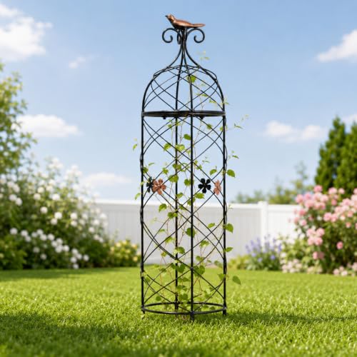 Obelisk Trellis 26" Metal Garden Support for Climbing Plants - size: 26"H